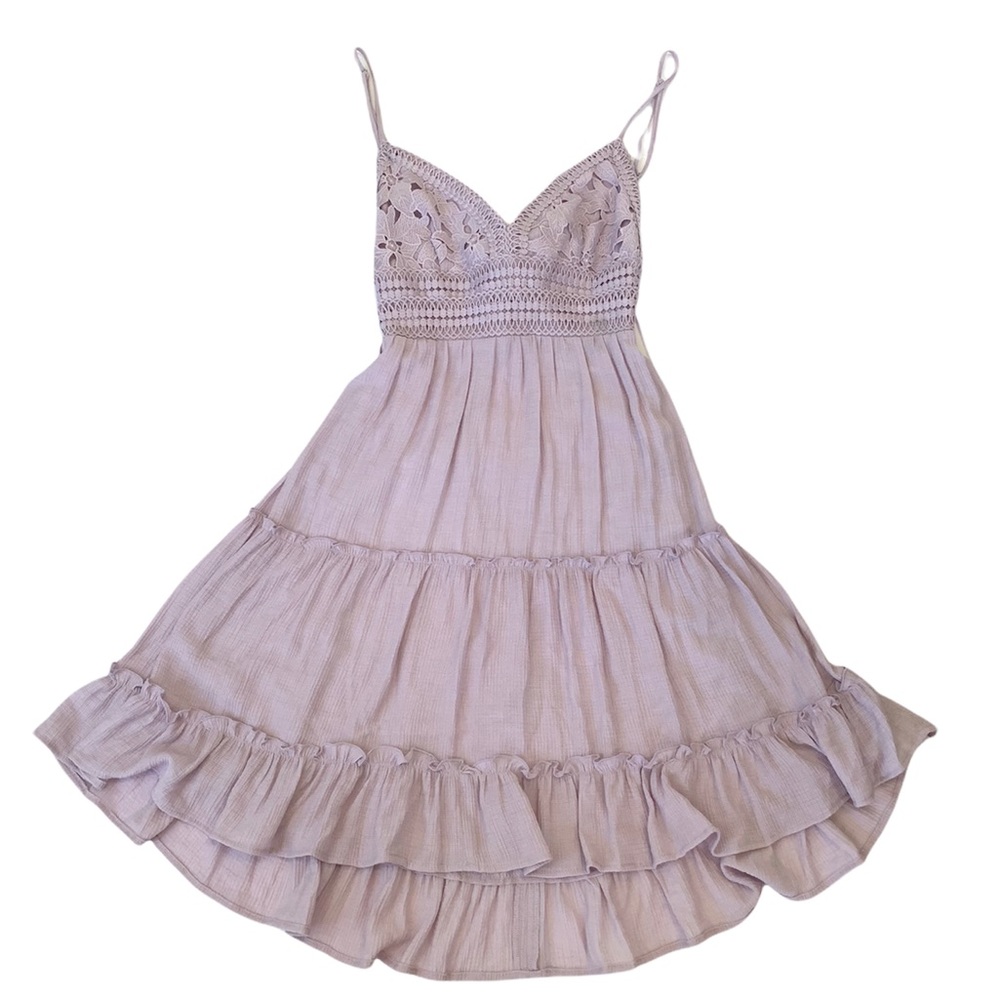 SOLD Daisy Shoppe San Clemente Lilac Lace Tie-Back Ruffle Dress size med Large - Picture 11 of 15